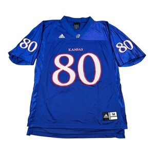 Kansas Jayhawks Jersey Mens Medium Blue NCAA Football Adidas #80 Mesh Shirt Top